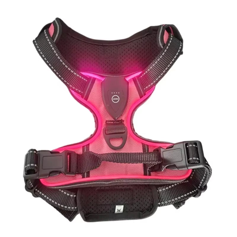 Illuminate Your Dog's Adventures with the LED Luminous No Pull Adjustable Pet Vest Harness - Perfect for Small to Large Dogs!