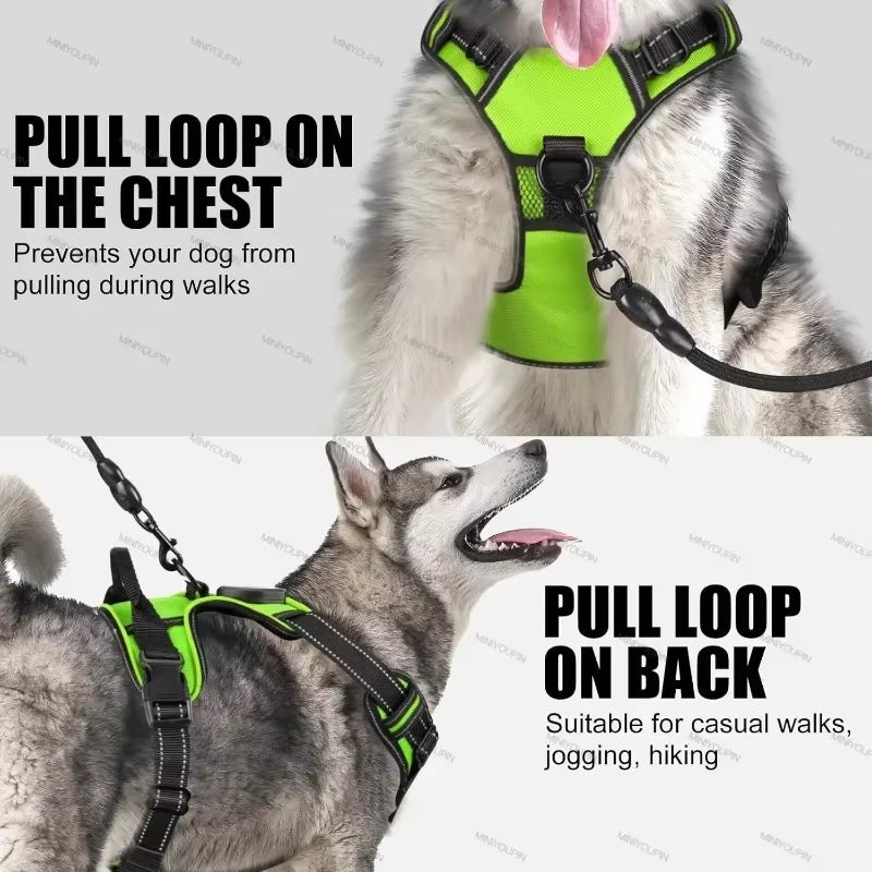 Illuminate Your Dog's Adventures with the LED Luminous No Pull Adjustable Pet Vest Harness - Perfect for Small to Large Dogs!