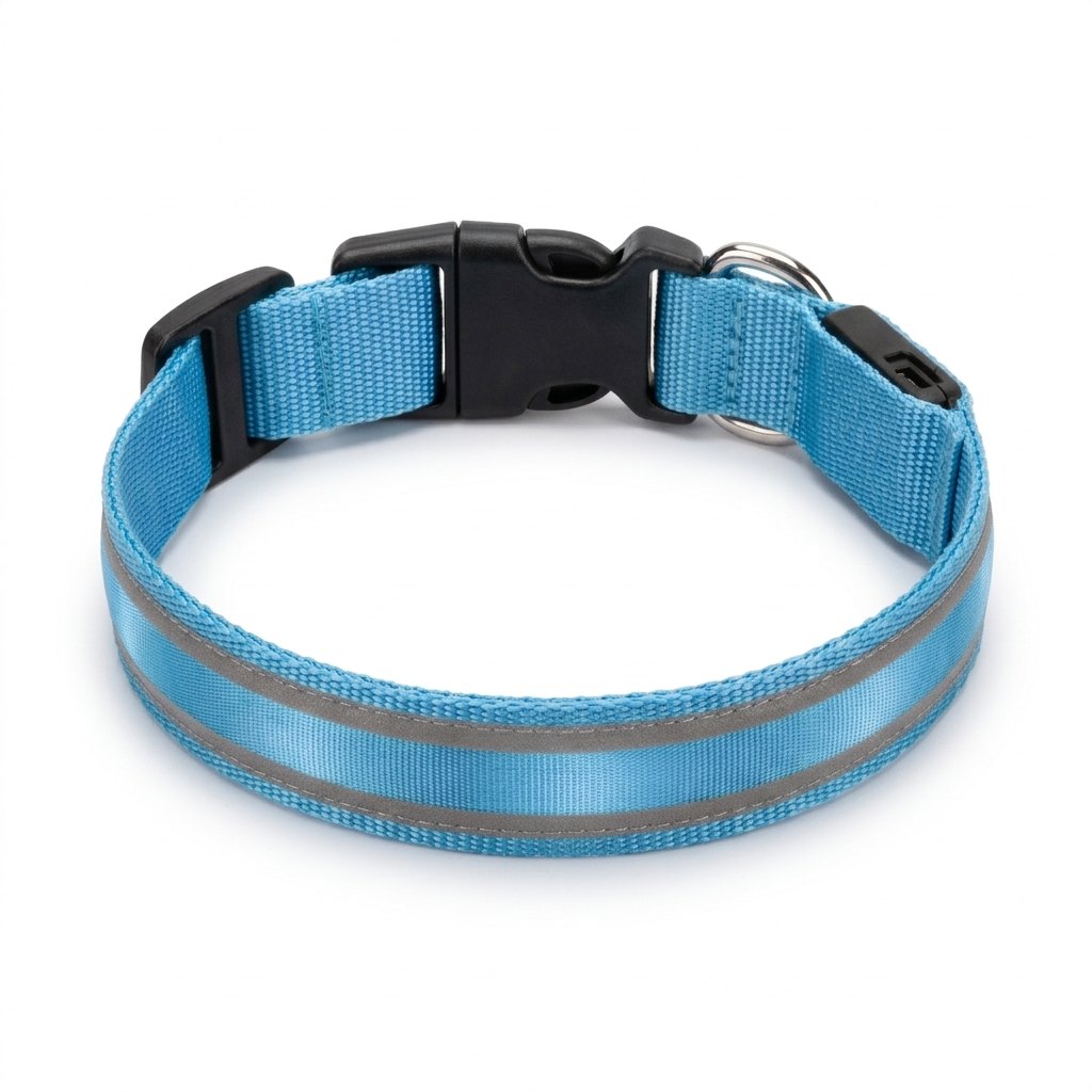GlowBrite LED dog collar in blue on a white background