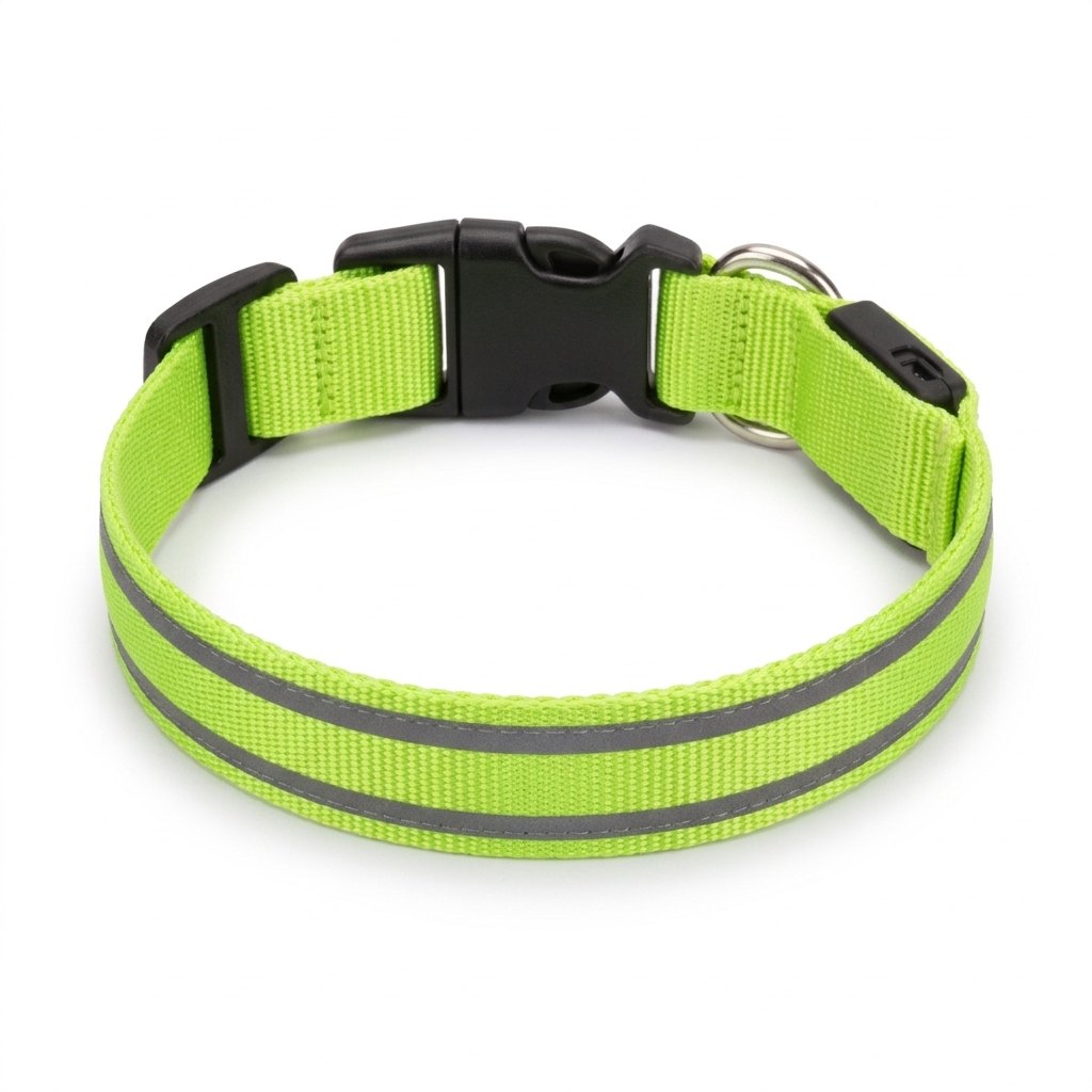 GlowBrite LED dog collar in green on a white background